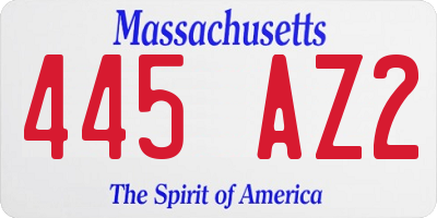 MA license plate 445AZ2