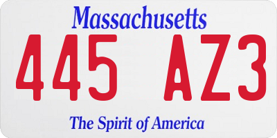 MA license plate 445AZ3
