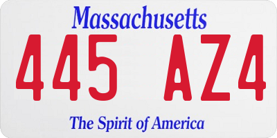 MA license plate 445AZ4