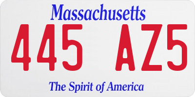 MA license plate 445AZ5