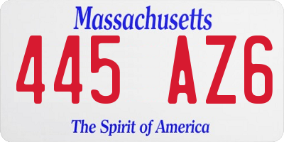 MA license plate 445AZ6