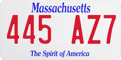 MA license plate 445AZ7