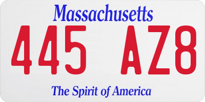 MA license plate 445AZ8
