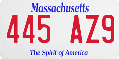 MA license plate 445AZ9