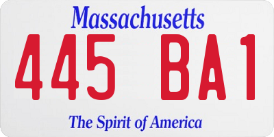 MA license plate 445BA1