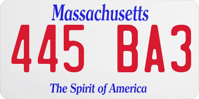 MA license plate 445BA3