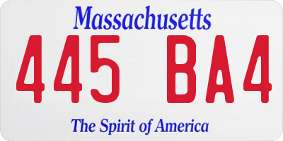 MA license plate 445BA4