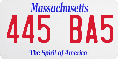 MA license plate 445BA5