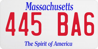 MA license plate 445BA6