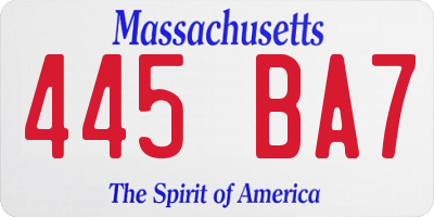 MA license plate 445BA7