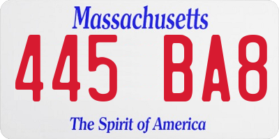 MA license plate 445BA8