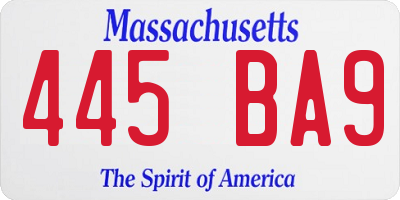 MA license plate 445BA9