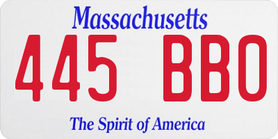 MA license plate 445BB0
