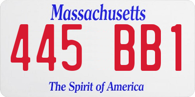 MA license plate 445BB1