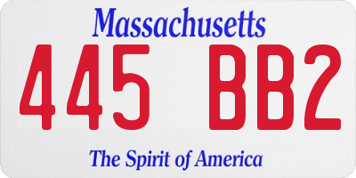 MA license plate 445BB2
