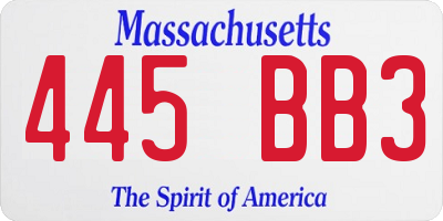 MA license plate 445BB3