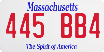 MA license plate 445BB4
