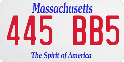 MA license plate 445BB5