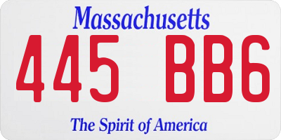 MA license plate 445BB6
