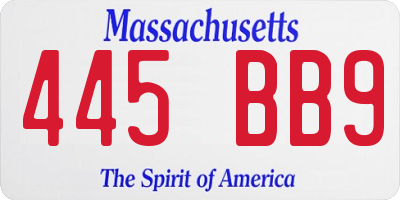 MA license plate 445BB9