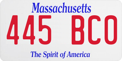 MA license plate 445BC0