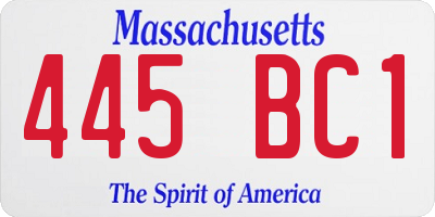 MA license plate 445BC1