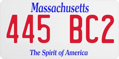 MA license plate 445BC2