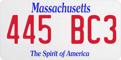 MA license plate 445BC3