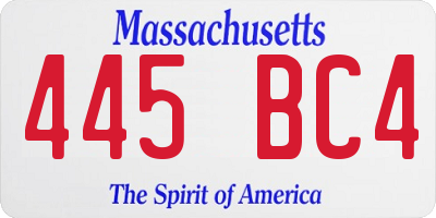 MA license plate 445BC4