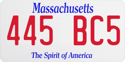 MA license plate 445BC5