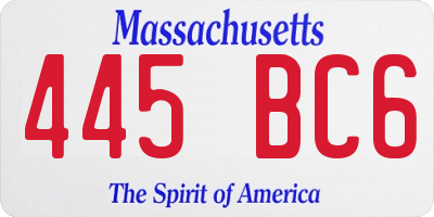MA license plate 445BC6