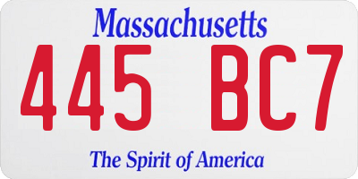 MA license plate 445BC7