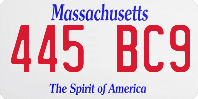 MA license plate 445BC9