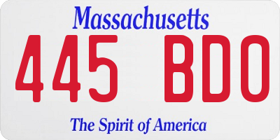 MA license plate 445BD0