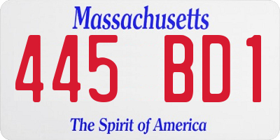 MA license plate 445BD1