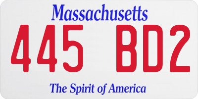 MA license plate 445BD2