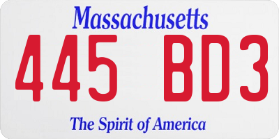 MA license plate 445BD3