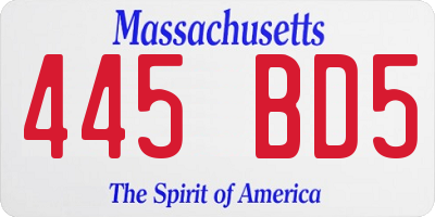 MA license plate 445BD5