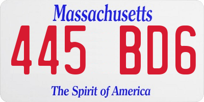 MA license plate 445BD6