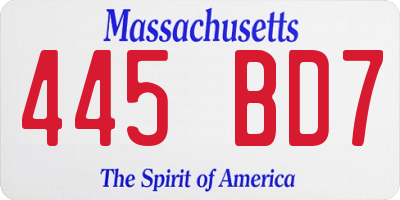 MA license plate 445BD7