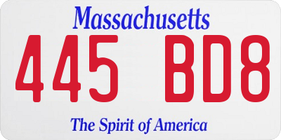 MA license plate 445BD8