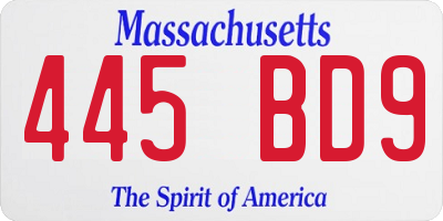 MA license plate 445BD9