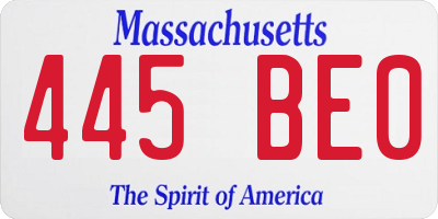 MA license plate 445BE0