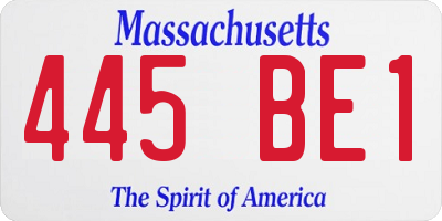 MA license plate 445BE1