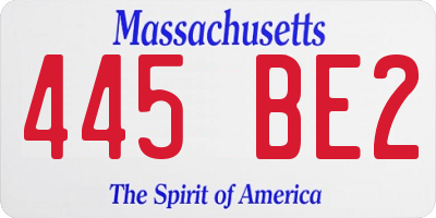 MA license plate 445BE2
