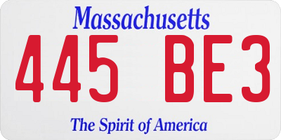 MA license plate 445BE3