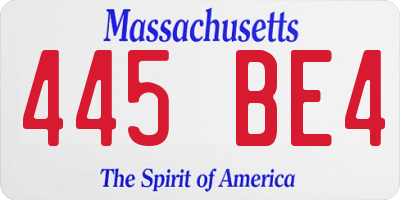 MA license plate 445BE4