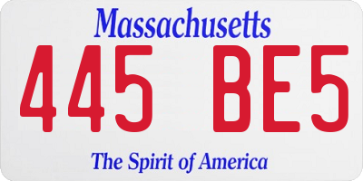 MA license plate 445BE5