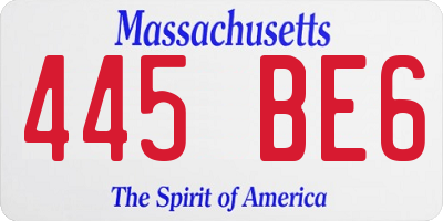 MA license plate 445BE6