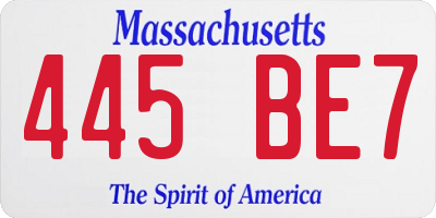 MA license plate 445BE7